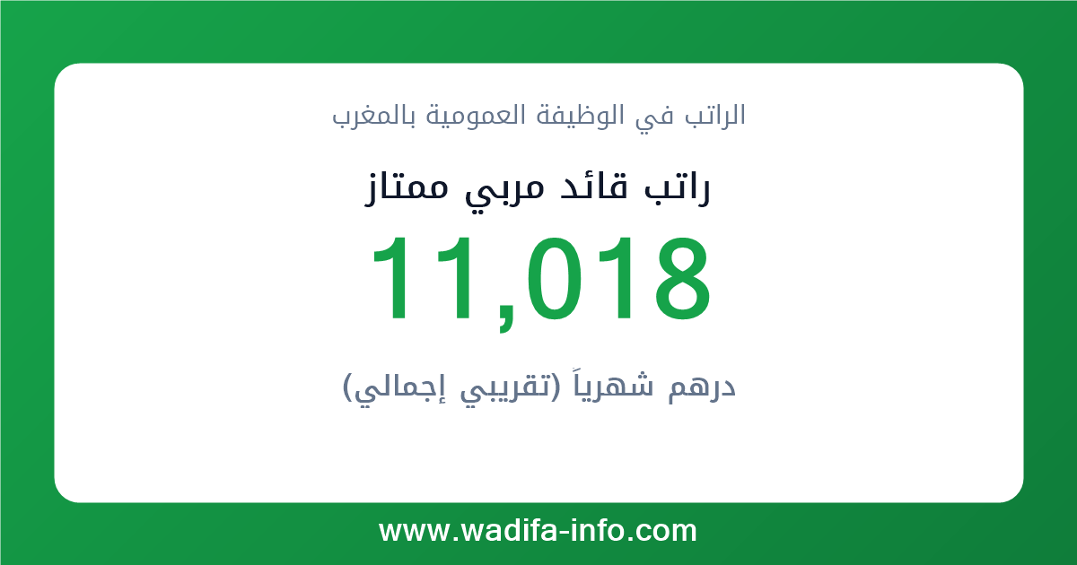 راتب قائد مربي ممتاز في المغرب 2026 — شبكة الأجور والتعويضات بالوظيفة العمومية