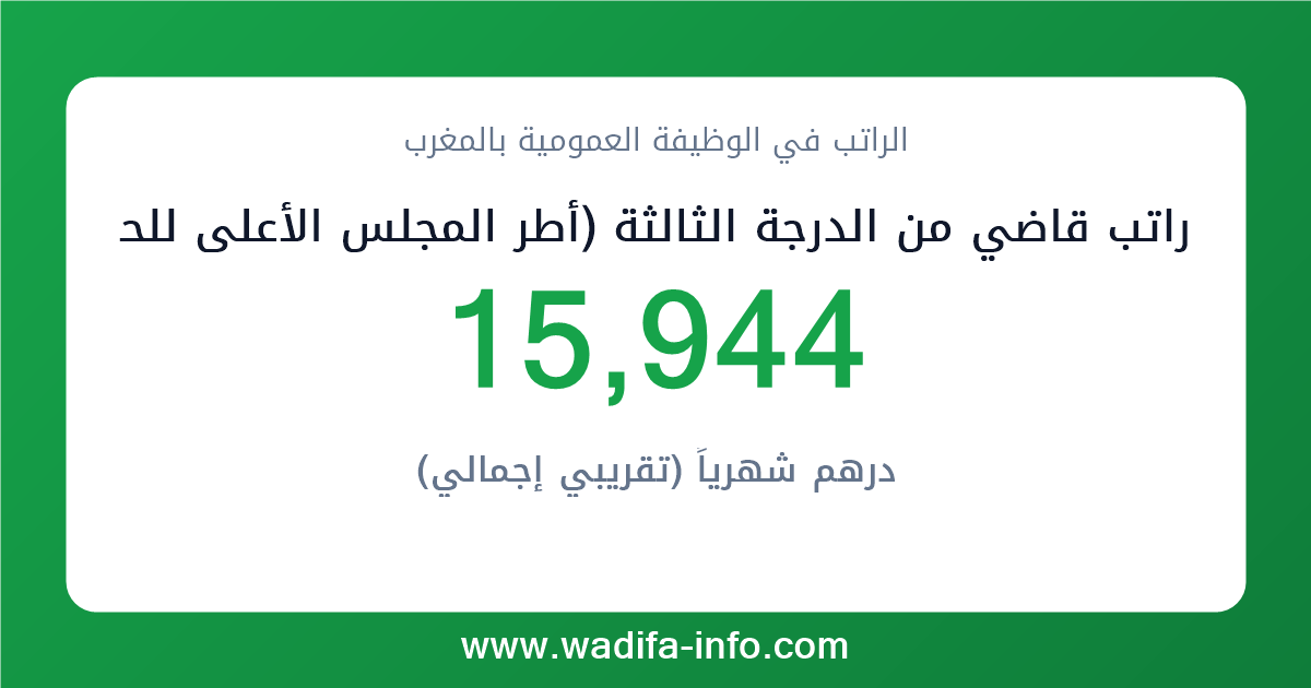 راتب قاضي من الدرجة الثالثة (أطر المجلس الأعلى للحسابات) في المغرب 2026 — شبكة الأجور والتعويضات بالوظيفة العمومية