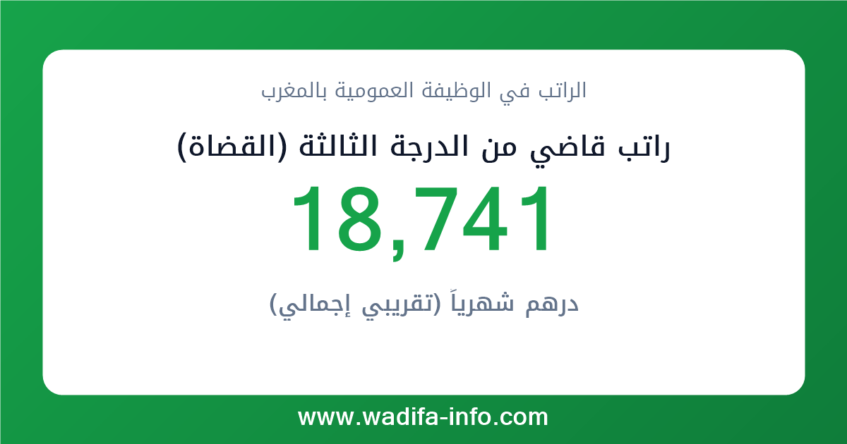 راتب قاضي من الدرجة الثالثة (القضاة) في المغرب 2026 — شبكة الأجور والتعويضات بالوظيفة العمومية
