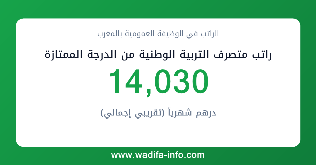 راتب متصرف التربية الوطنية من الدرجة الممتازة في المغرب 2026 — شبكة الأجور والتعويضات بالوظيفة العمومية
