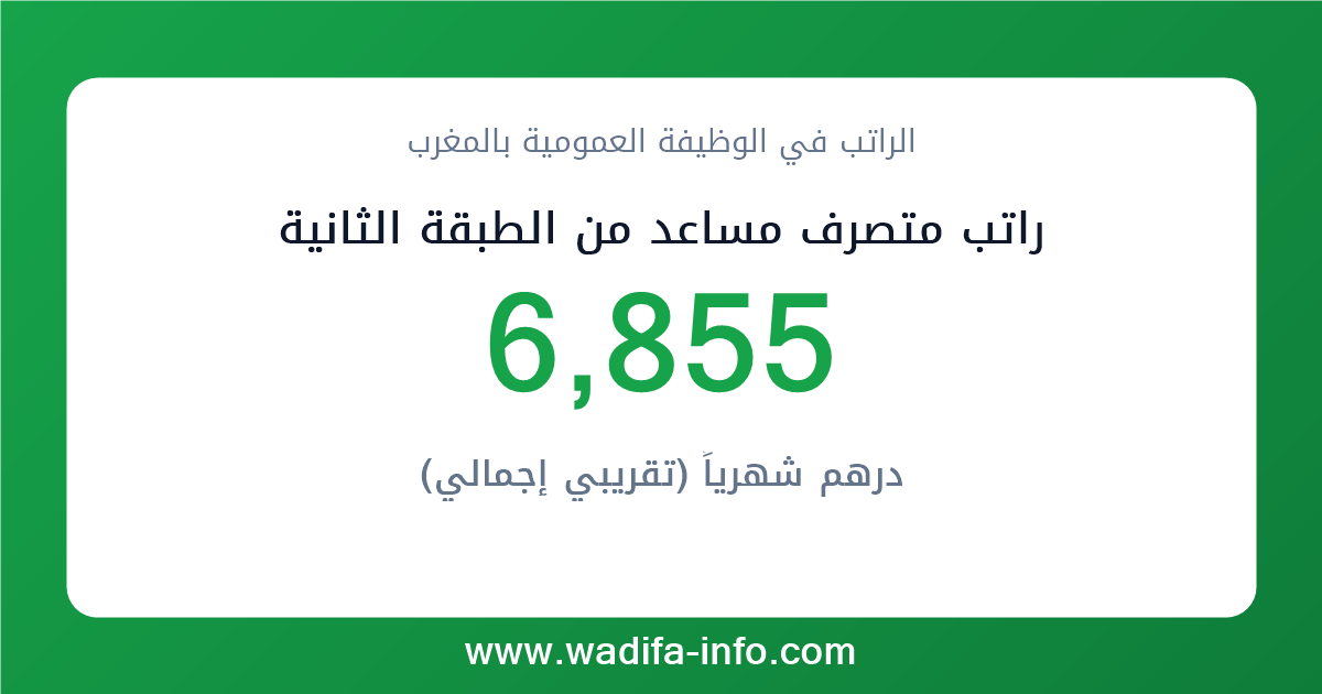 راتب متصرف مساعد من الطبقة الثانية في المغرب 2026 — شبكة الأجور والتعويضات بالوظيفة العمومية