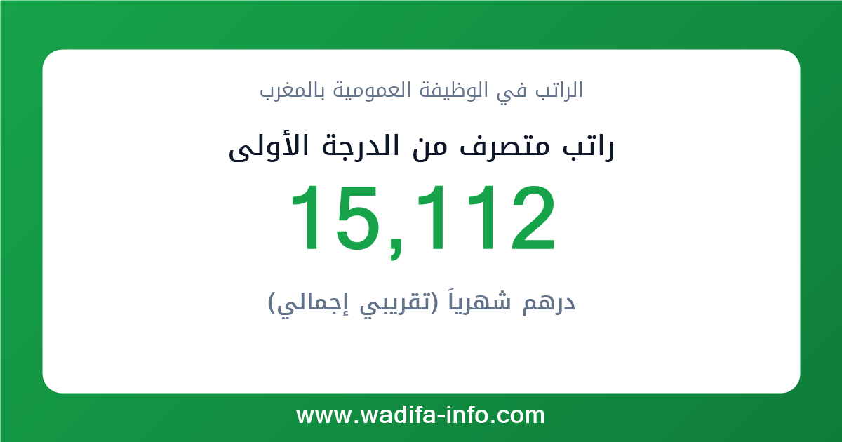 راتب متصرف من الدرجة الأولى في المغرب 2026 — شبكة الأجور والتعويضات بالوظيفة العمومية