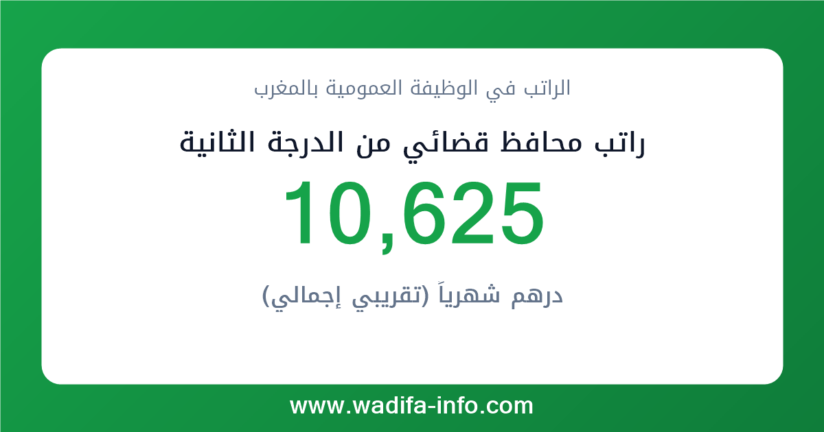 راتب محافظ قضائي من الدرجة الثانية في المغرب 2026 — شبكة الأجور والتعويضات بالوظيفة العمومية