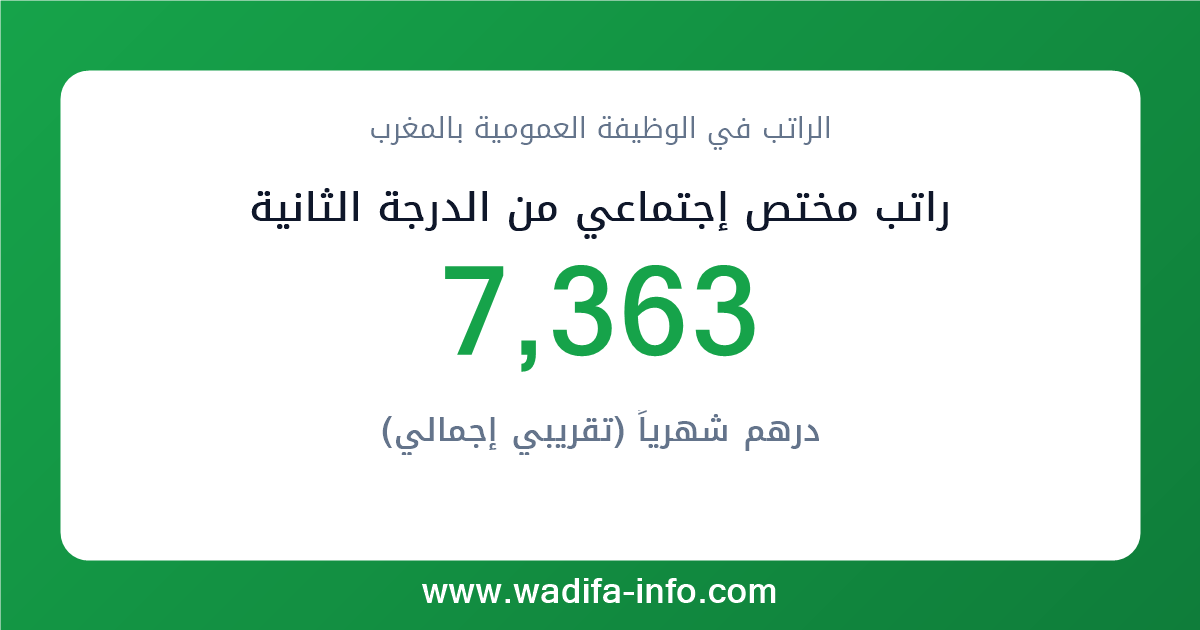 راتب مختص إجتماعي من الدرجة الثانية في المغرب 2026 — شبكة الأجور والتعويضات بالوظيفة العمومية