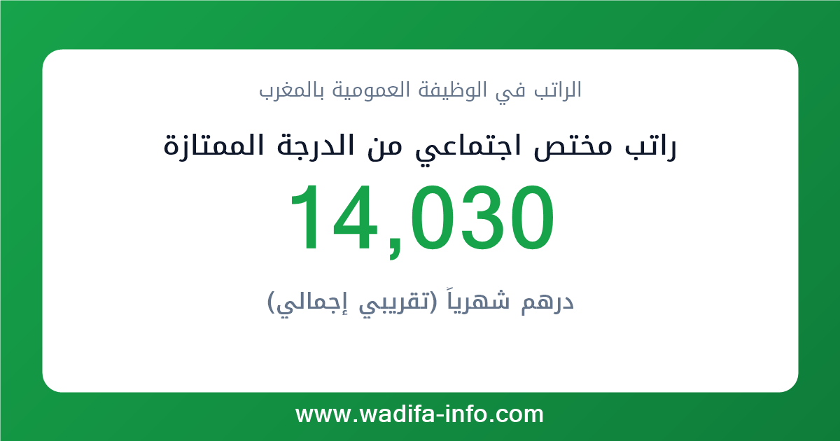 راتب مختص اجتماعي من الدرجة الممتازة في المغرب 2026 — شبكة الأجور والتعويضات بالوظيفة العمومية