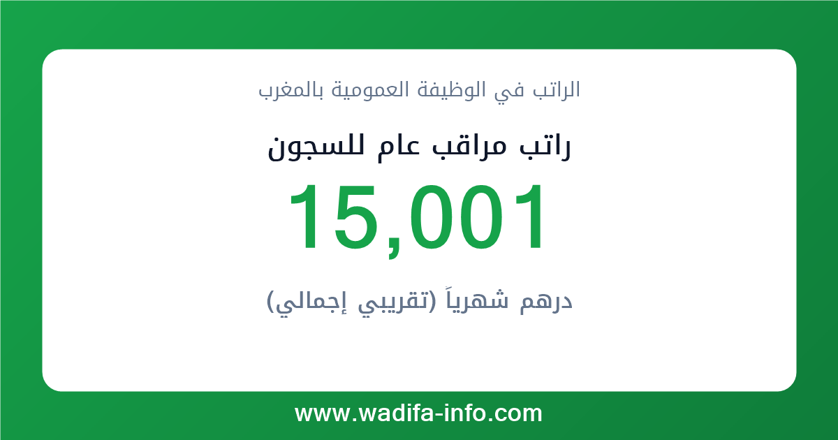 راتب مراقب عام للسجون في المغرب 2026 — شبكة الأجور والتعويضات بالوظيفة العمومية