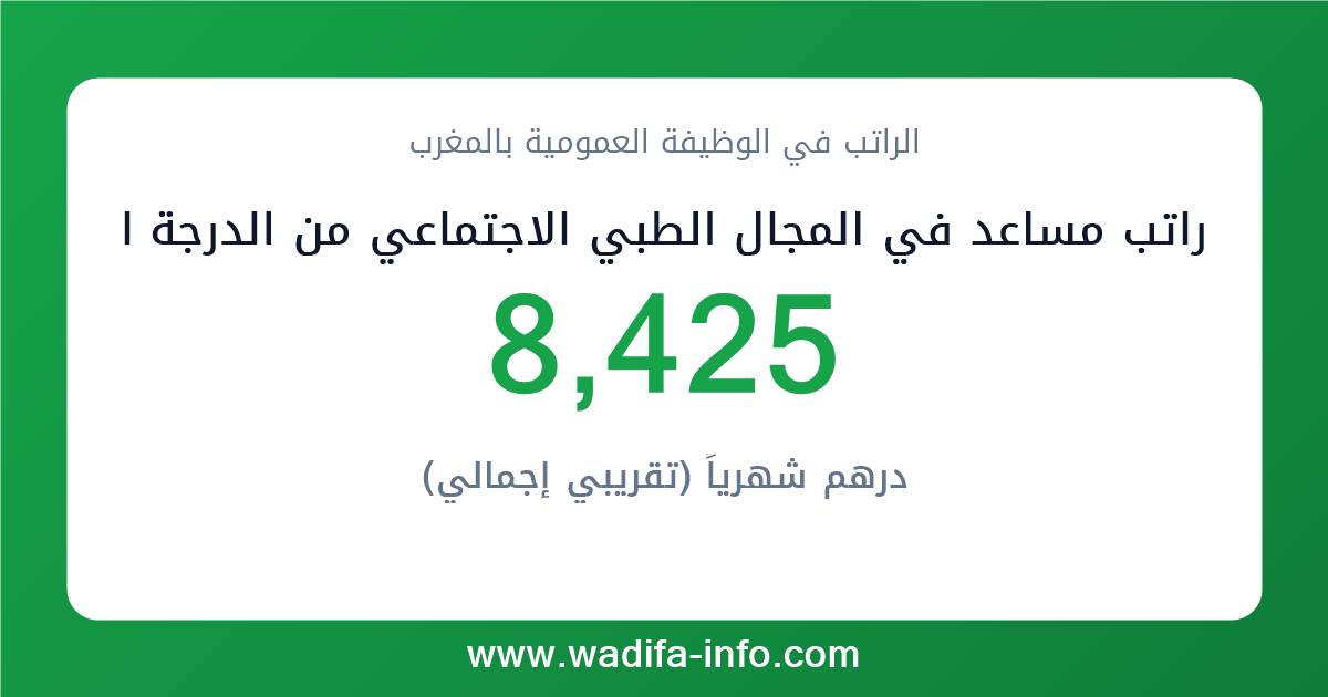 راتب مساعد في المجال الطبي الاجتماعي من الدرجة الأولى في المغرب 2026 — شبكة الأجور والتعويضات بالوظيفة العمومية