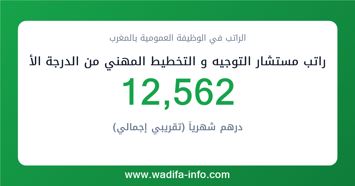راتب مستشار التوجيه و التخطيط المهني من الدرجة الأولى في المغرب 2026 — شبكة الأجور والتعويضات بالوظيفة العمومية
