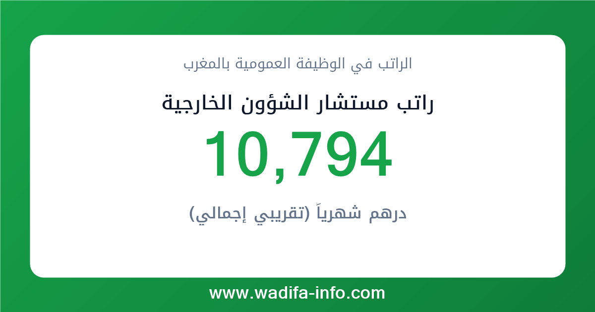 راتب مستشار الشؤون الخارجية في المغرب 2026 — شبكة الأجور والتعويضات بالوظيفة العمومية
