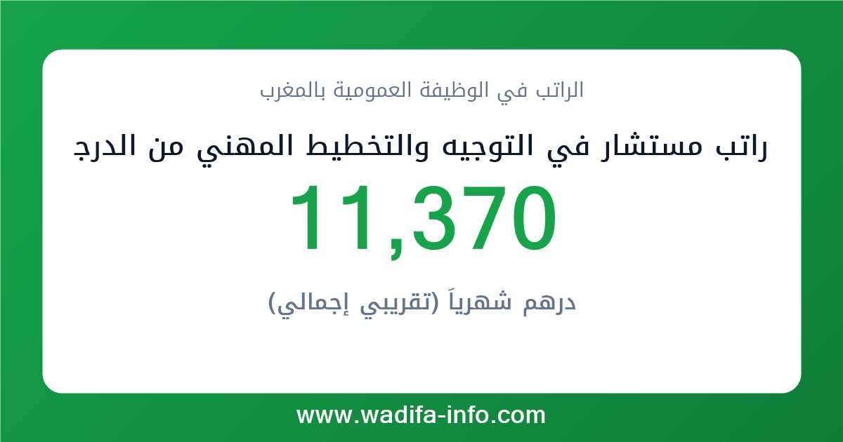 راتب مستشار في التوجيه والتخطيط المهني من الدرجة الاولى في المغرب 2026 — شبكة الأجور والتعويضات بالوظيفة العمومية