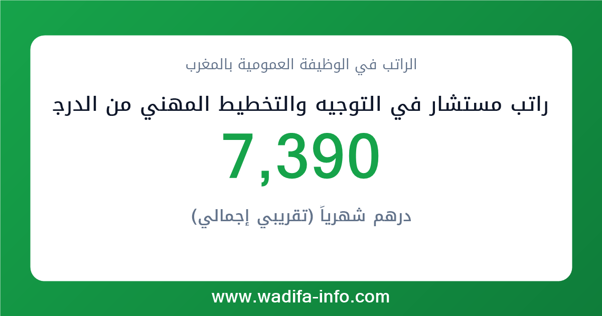راتب مستشار في التوجيه والتخطيط المهني من الدرجة الثانية في المغرب 2026 — شبكة الأجور والتعويضات بالوظيفة العمومية