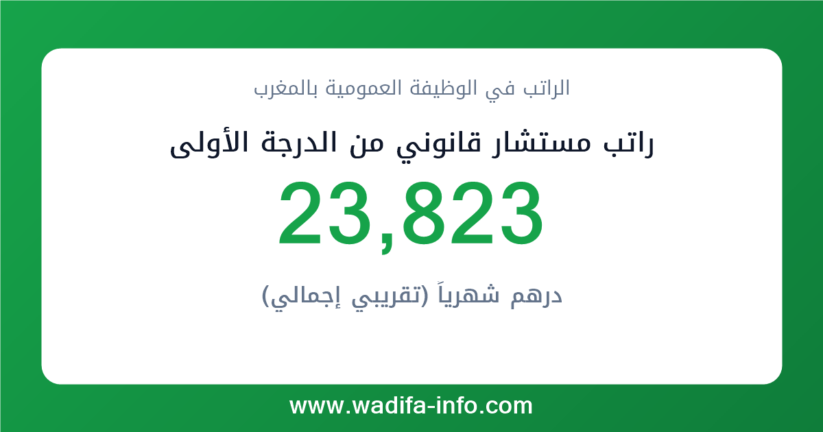 راتب مستشار قانوني من الدرجة الأولى في المغرب 2026 — شبكة الأجور والتعويضات بالوظيفة العمومية