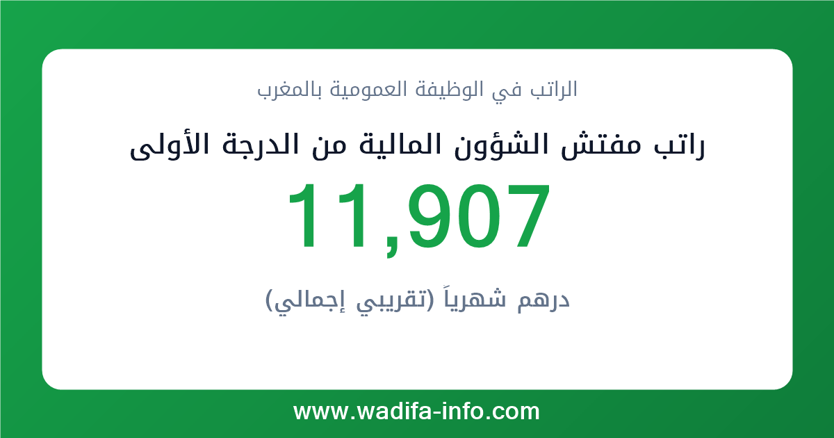 راتب مفتش الشؤون المالية من الدرجة الأولى في المغرب 2026 — شبكة الأجور والتعويضات بالوظيفة العمومية