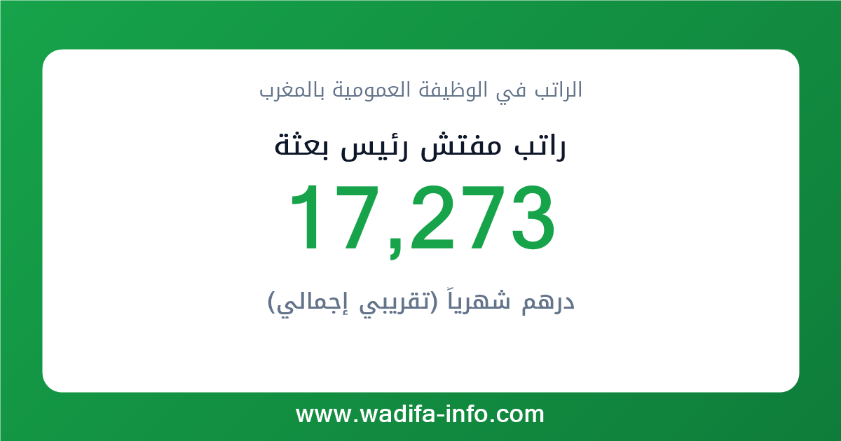 راتب مفتش رئيس بعثة في المغرب 2026 — شبكة الأجور والتعويضات بالوظيفة العمومية