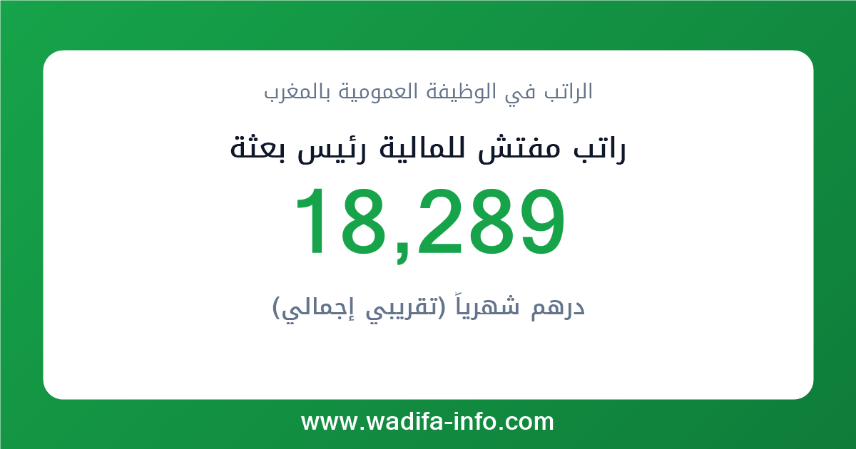 راتب مفتش للمالية رئيس بعثة في المغرب 2026 — شبكة الأجور والتعويضات بالوظيفة العمومية