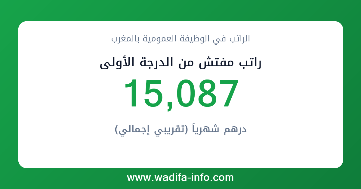راتب مفتش من الدرجة الأولى في المغرب 2026 — شبكة الأجور والتعويضات بالوظيفة العمومية