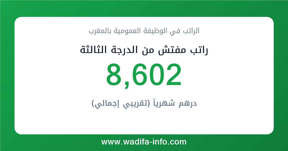 راتب مفتش من الدرجة الثالثة في المغرب 2026 — شبكة الأجور والتعويضات بالوظيفة العمومية