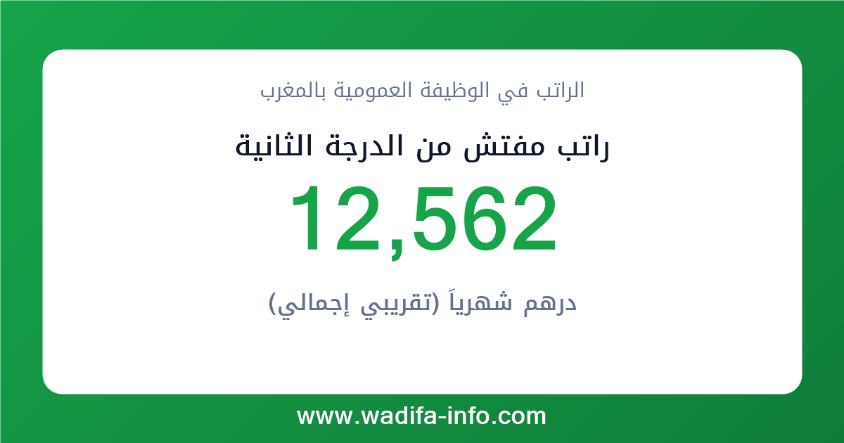 راتب مفتش من الدرجة الثانية في المغرب 2026 — شبكة الأجور والتعويضات بالوظيفة العمومية