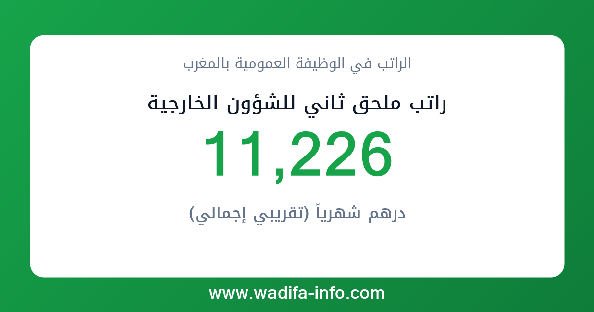 راتب ملحق ثاني للشؤون الخارجية في المغرب 2026 — شبكة الأجور والتعويضات بالوظيفة العمومية