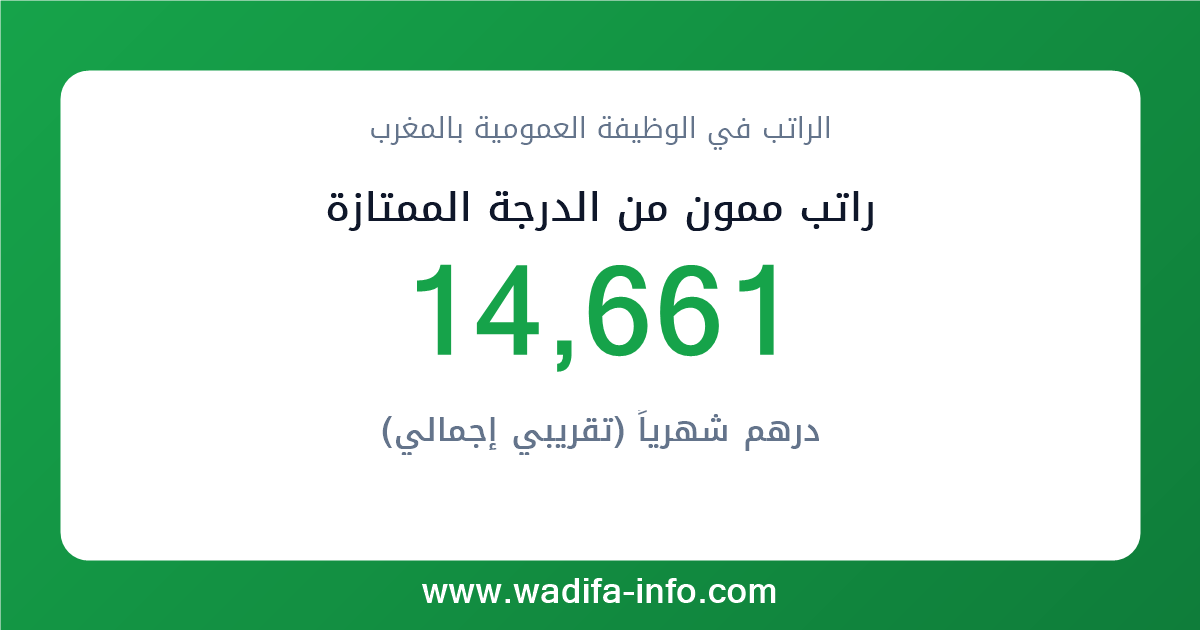 راتب ممون من الدرجة الممتازة في المغرب 2026 — شبكة الأجور والتعويضات بالوظيفة العمومية