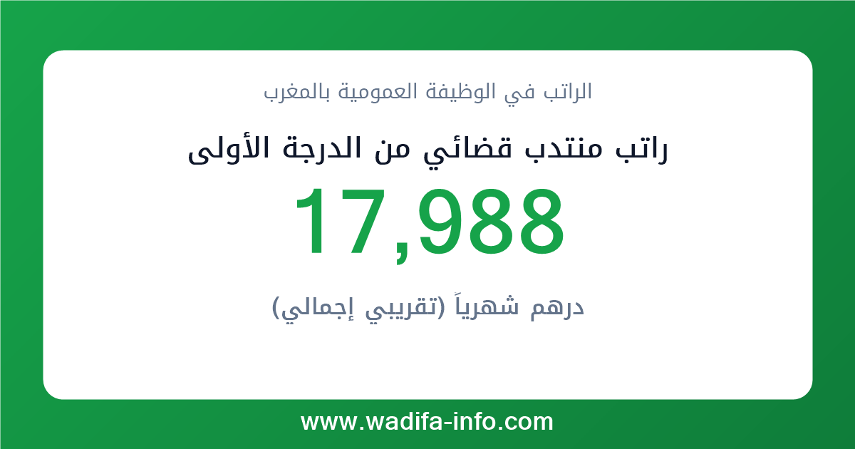 راتب منتدب قضائي من الدرجة الأولى في المغرب 2026 — شبكة الأجور والتعويضات بالوظيفة العمومية