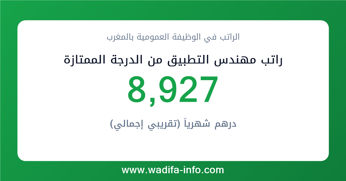 راتب مهندس التطبيق من الدرجة الممتازة في المغرب 2026 — شبكة الأجور والتعويضات بالوظيفة العمومية
