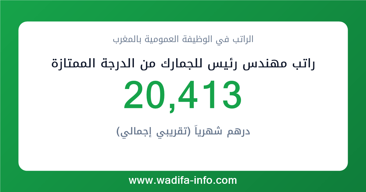 راتب مهندس رئيس للجمارك من الدرجة الممتازة في المغرب 2026 — شبكة الأجور والتعويضات بالوظيفة العمومية