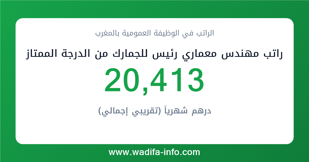 راتب مهندس معماري رئيس للجمارك من الدرجة الممتازة في المغرب 2026 — شبكة الأجور والتعويضات بالوظيفة العمومية
