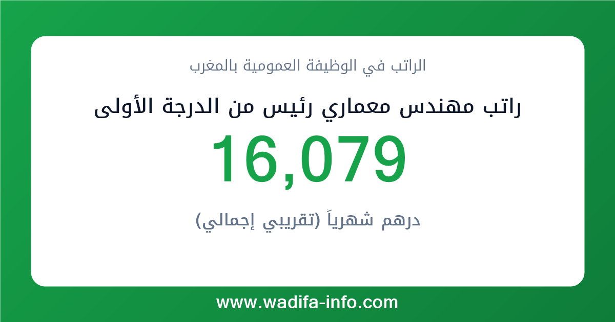 راتب مهندس معماري رئيس من الدرجة الأولى في المغرب 2026 — شبكة الأجور والتعويضات بالوظيفة العمومية