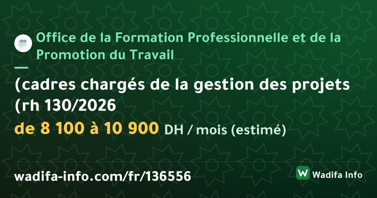 Concours (cadres chargés de la gestion des projets (rh (10 postes) — Office